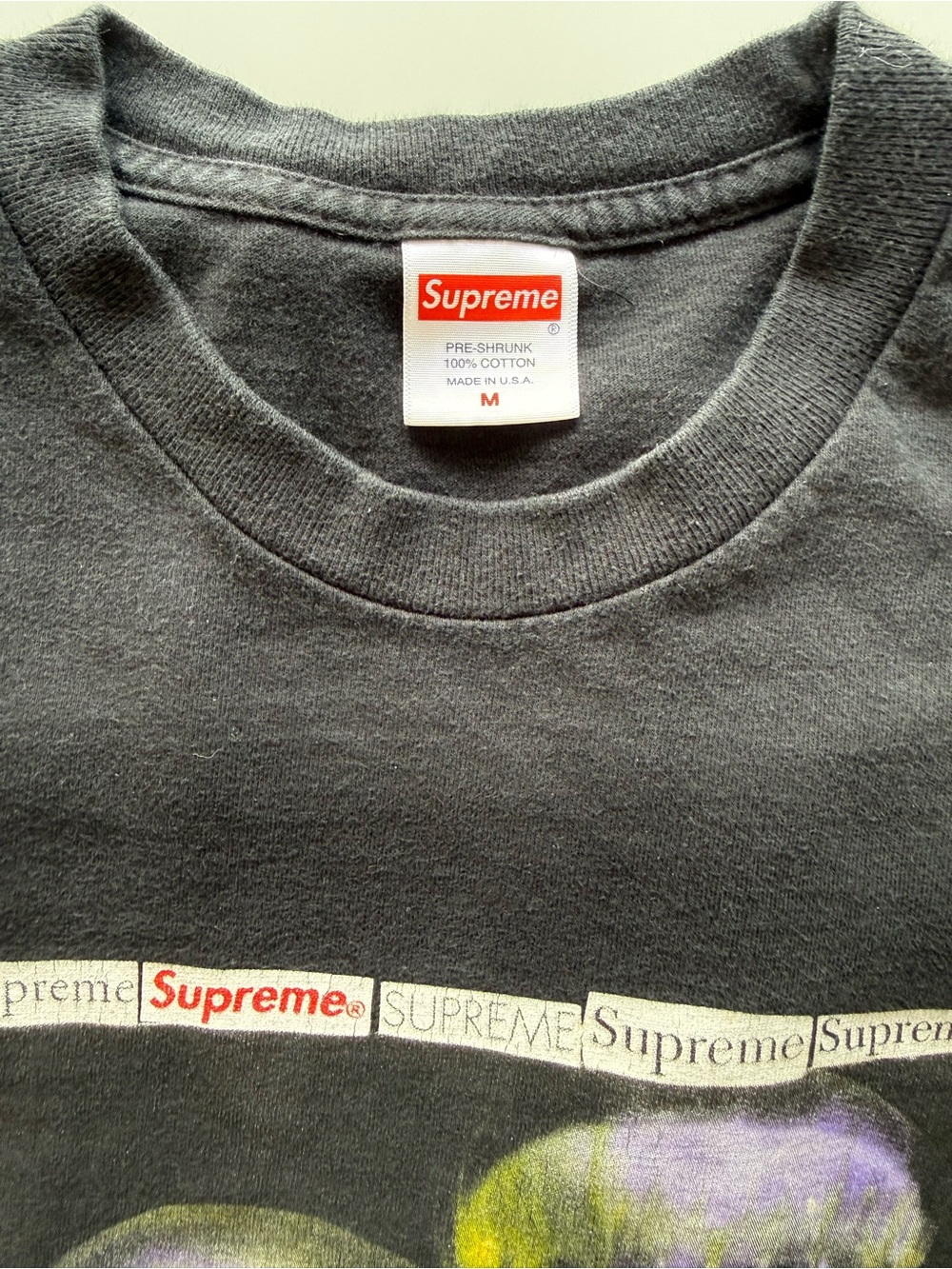 Supreme Black Tee with Purple and Yellow Jellyfish Graphic - Picture 2 of 2